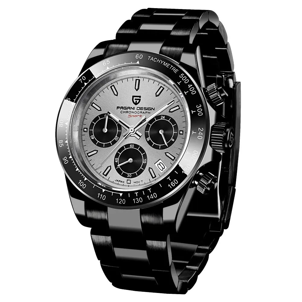 PAGANI DESIGN Men Exquisite Quartz Watch Luxury Choice VK63 Sapphire Mirror Stainless Steel Calendar Small Three-Pin Chronograph