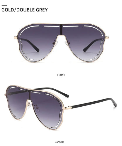 Oversized One-Piece Pilot Sunglasses Women Big Frame Luxury Brand Butterfly Shaped Sun Glasses For Ladies Shield Eyewear Shades