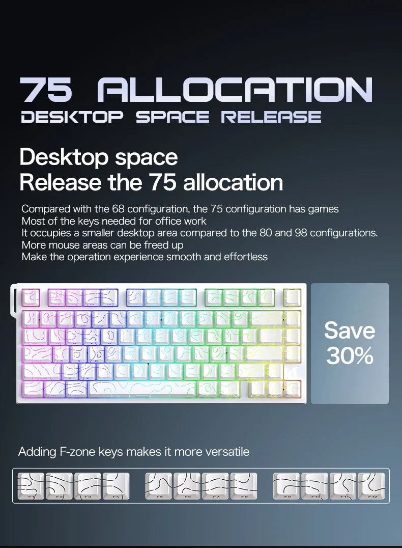 ATTACK SHARK R82 HE 8000Hz Magnetic Switch Keyboard 75% 0.005mm Rapid Trigger Low Latency RGB Hall Effect Wired Gaming Keyboard