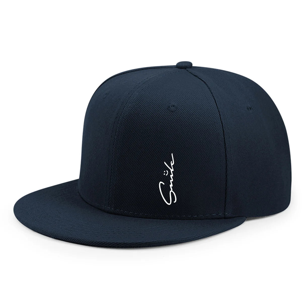 Lettered smiley face print stylish baseball cap for men and women adjustable sun protection woven flat brim sun hat gorras