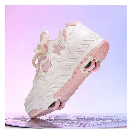 Kids Roller Skate Shoes - Rechargeable Wheels Fashion Color Shiny Birthday for Boys and Girls Two-in-one Casual Shoes
