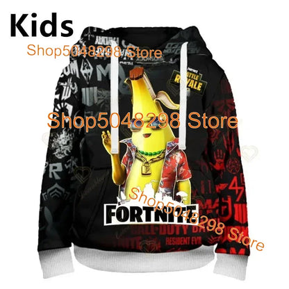 Men’s and Women’s Hoodie with 3D Battle Royale Fortnite Victory Print, Hooded Streetwear Sweatshirts for Boys and Girls