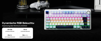 Teclado mecánico inalámbrico EPOMAKER x AULA F75 ISO-DE con conectividad trimodo, distribución alemana QWERTZ y batería de 4000 mAh
