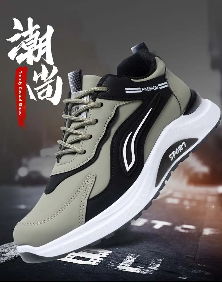 Modne męskie buty sportowe w koreańskim stylu, sznurowane, casualowe, do biegania, wygodne, oddychające, z grubą podeszwą