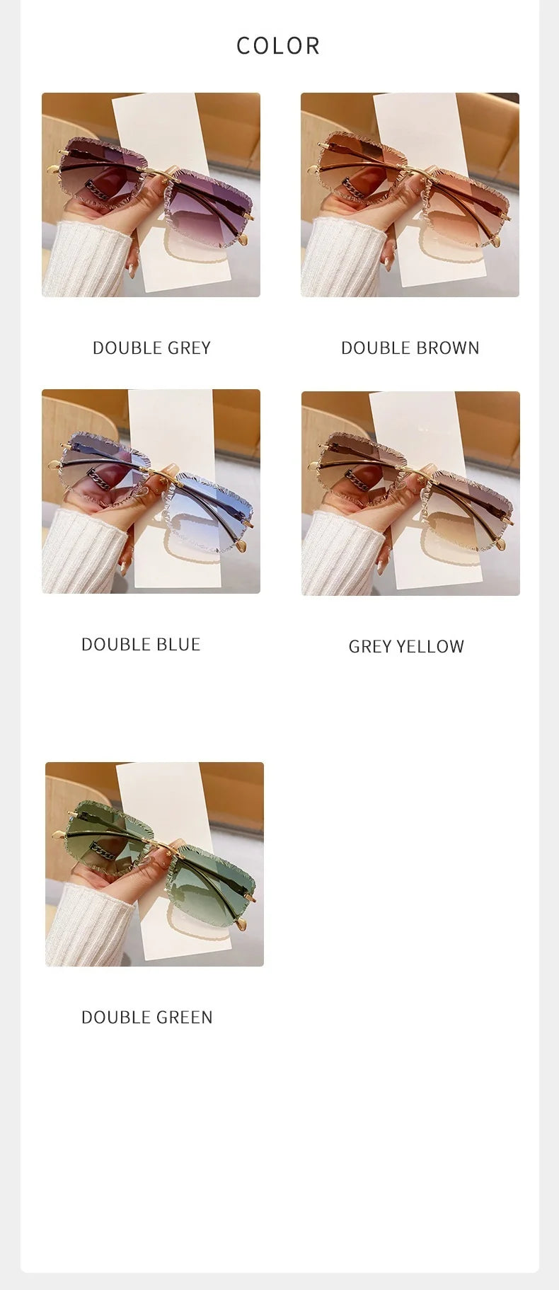 Fashion Broken Diamond Cutting Sunglasses Luxury Rimless Square Sun Glasses Designer Frameless Shades for Outdoor Driving Travel