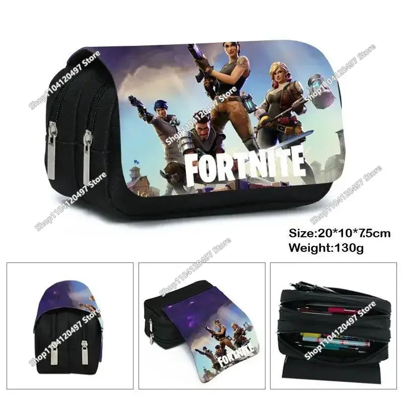Голям ученически несесер Fortnited с голям капацитет, калъф за моливи, детска играчка, чанта за химикалки, ученически пособия, несесер за канцеларски материали, геймърски подаръци за момчета