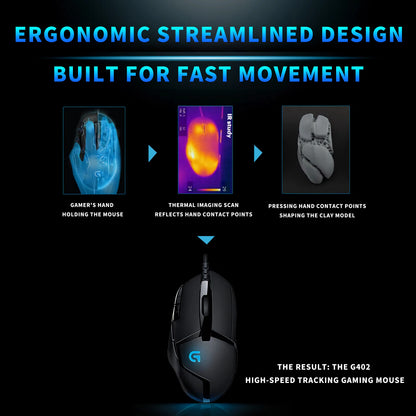 Logitech (G) G402 herní myš drátová myš pro e-sport mechanická myš s programovatelnými makry pro CSGO, PUBG a kompetitivní hraní