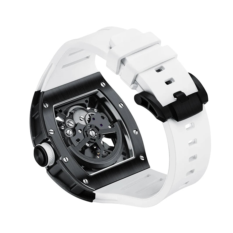 New Style Automatic Watch Tonneau Dial Silicone Strap Waterproof Sport Mechanical Wristwatch Stainless Steel 2026