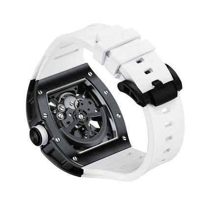 New Style Automatic Watch Tonneau Dial Silicone Strap Waterproof Sport Mechanical Wristwatch Stainless Steel 2026
