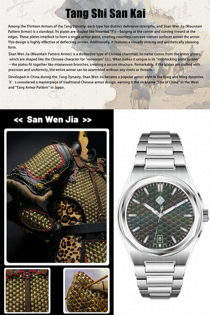 IX&DAO 2025 Neu 37mm Warrior Herren-Automatikuhr mit Miyota 9015 Uhrwerk, Saphirglas, Edelstahl, wasserdicht bis 10Bar, BGW