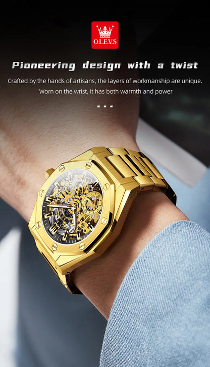 OLEVS 6669 Fully hollow men's watch luxury automatic mechanical watch men's 30M waterproof Man Wristwatches