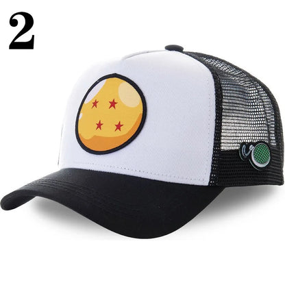 Casquette de baseball imprimée à l'effigie d'un personnage de l'anime Dragon Ball pour hommes et femmes – Casquette hip-hop – Casquette en maille pour camionneur – Protection solaire d'été pour les activités en plein air