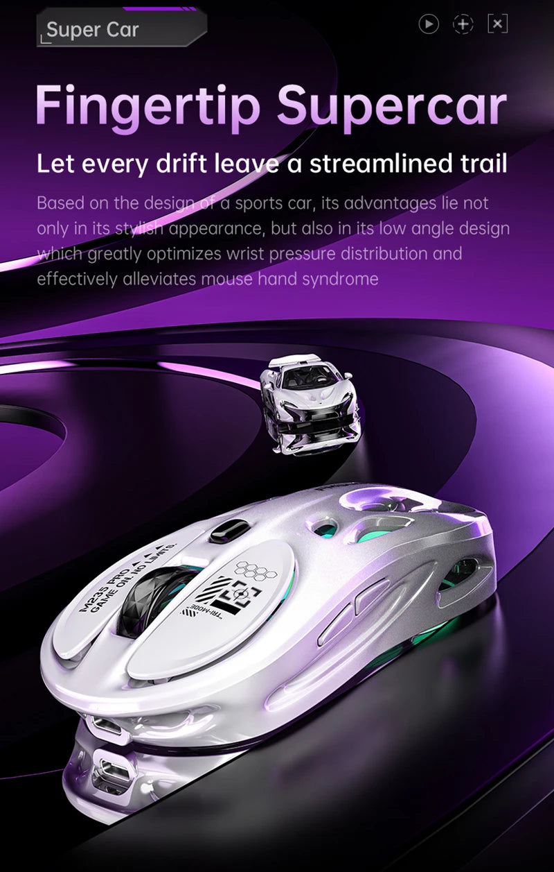 Mouse gaming RGB tri-mode wireless 2.4G, design gol și ușor, cu iluminare Chroma, cu fir și Bluetooth, controller mouse e-sports