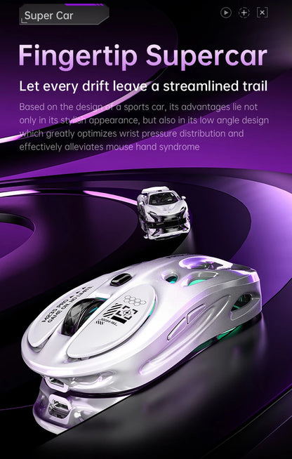 Mouse gaming RGB tri-mode wireless 2.4G, design gol și ușor, cu iluminare Chroma, cu fir și Bluetooth, controller mouse e-sports