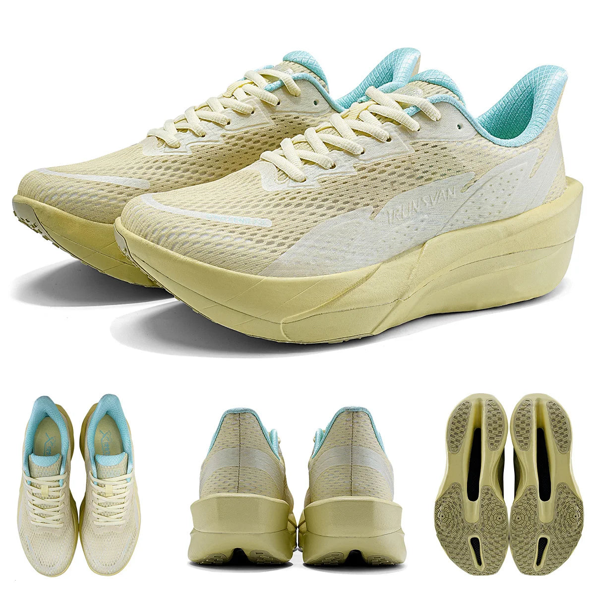 IRUNSVAN Carbon Fiber Sneakers für Einsteiger/Fortgeschrittene, atmungsaktive und bequeme Trainings-Laufschuhe mit dicker Sohle, unisex 130