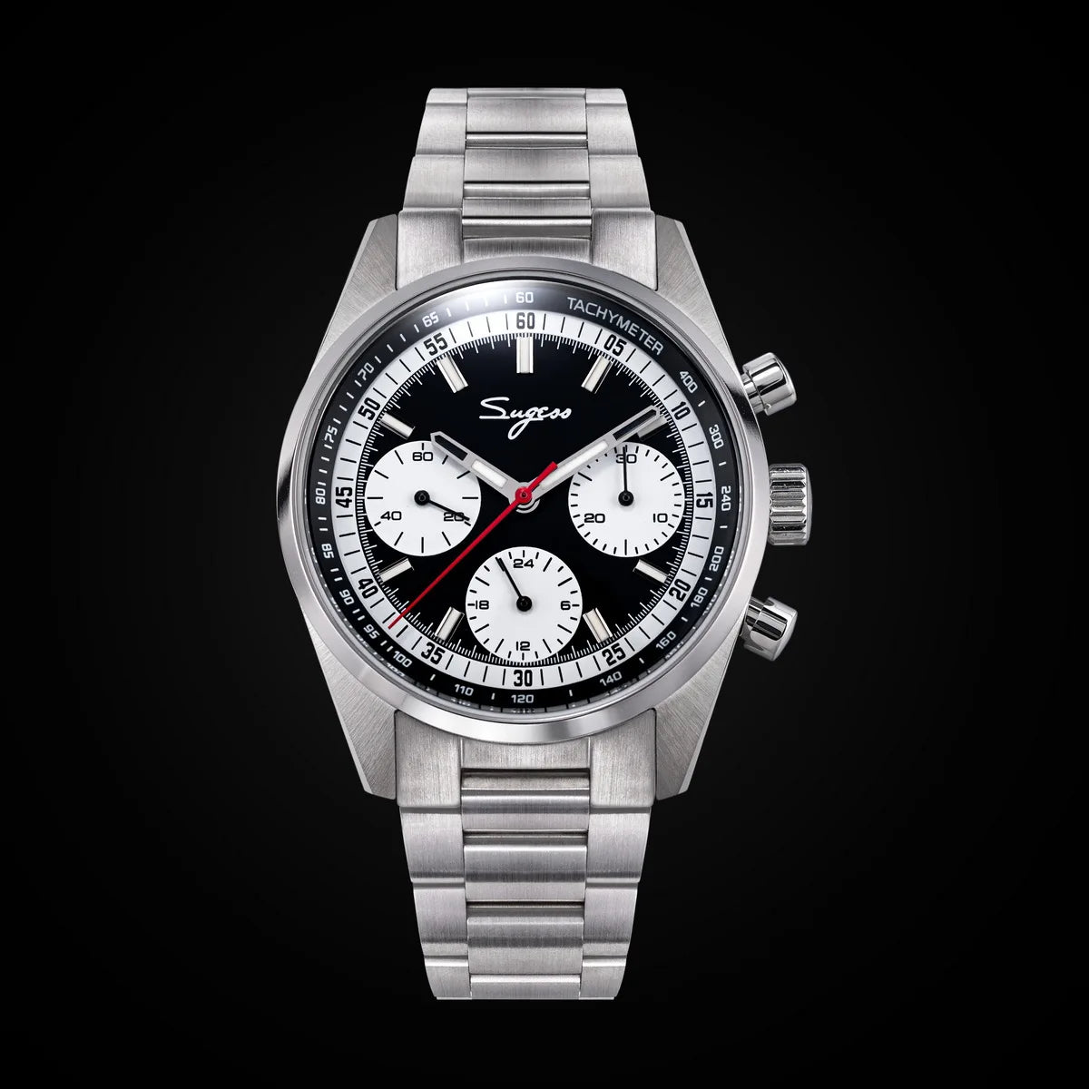 Sugess Mens Watch 38mm Chronograph Mechanical Wristwatches Tianjin Gooseneck Movement Sapphire Crystal Roulette Dial S465 new