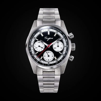 Sugess Mens Watch 38mm Chronograph Mechanical Wristwatches Tianjin Gooseneck Movement Sapphire Crystal Roulette Dial S465 new