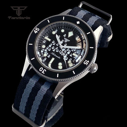 Tandorio Domed Sapphire 40mm Mechanical 50-Fathoms Style Diver Fashion Automatic Men Watch Miyota8215/PT5000 Luminous Ghost Dial