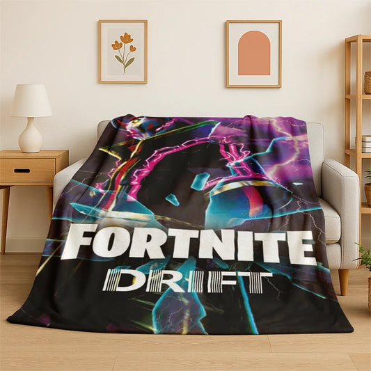 Cartoon F-Fortnite Game Gamer Flannel Blanket Soft Warm Throw Blanket for Bedroom Living Room Bed Travel Camping Picnic Gift