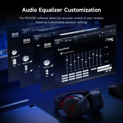 MCHOSE V9 Pro Wireless Gaming Headset 7.1 Surround Sound, Bluetooth 5.3 Headphones with Noise Cancelling Mic, Low Latency PC Gaming Headset