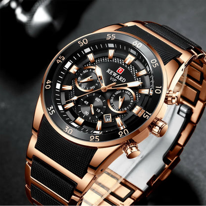 REWARD Men's Watches 81011M Sports Silicone Quartz Men's Watch Waterproof Calendar Chronograph Luminous Watches Men