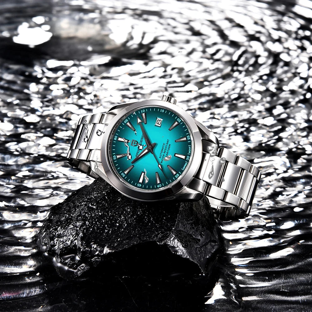 Reloj de lujo para hombre PAGANI DESIGN – Modelo automático mecánico (calibre 8215), de acero inoxidable, hermético, con indicador de fecha y agujas luminiscentes