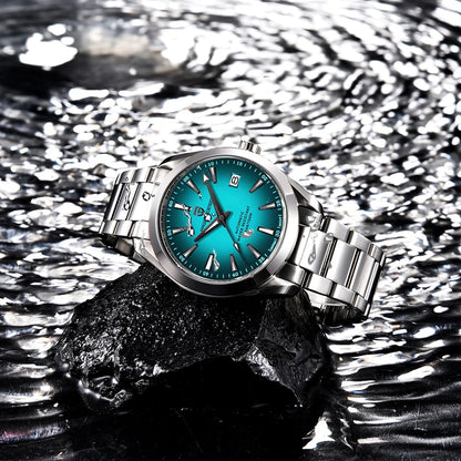 Reloj de lujo para hombre PAGANI DESIGN – Modelo automático mecánico (calibre 8215), de acero inoxidable, hermético, con indicador de fecha y agujas luminiscentes