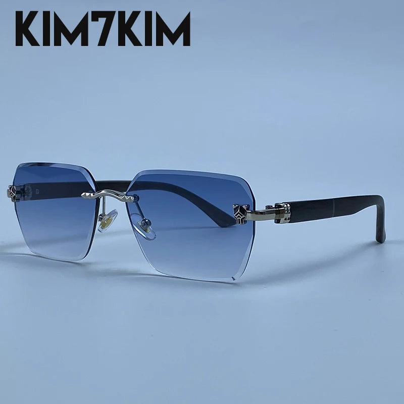 Square Rimless Photochromic Sunglasses Men Vintage Sun Glasses 2026 Luxury Designer Shades Male Cut Lenses Frameless Eyewear