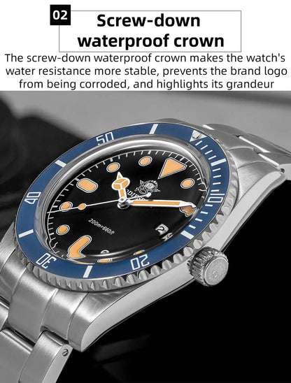 ADDIESDIVE Men’s Luxury Diver Watch Luminous Dial, Ceramic Bezel, Stainless Steel & 20 Bar Water Resistant