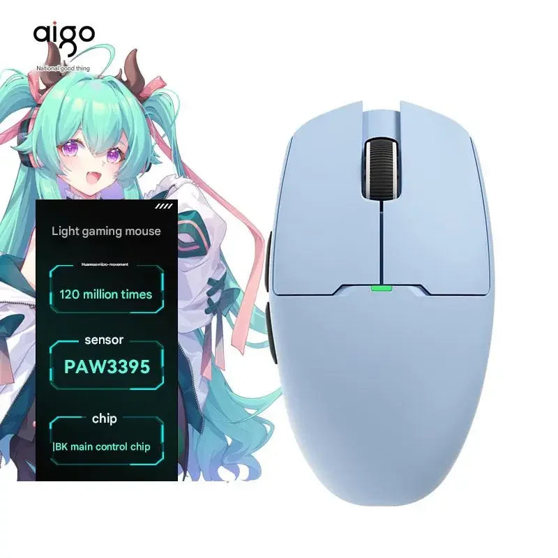 Aigo GM80 PLUS PRO Wireless Mouse Bluetooth PAW3311/PAW3395 Lightweight 1000HZ Wired Three-mode Gaming E-sports Mouse Gift