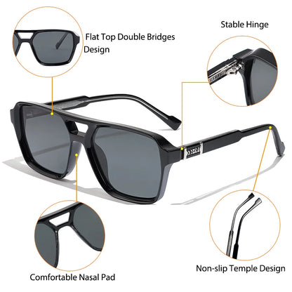 CATERSIDE Retro Square Sunglasses Men Punk Flat Top Double Bridge High Quality Sun Glasses for Women Party Festival Gifts