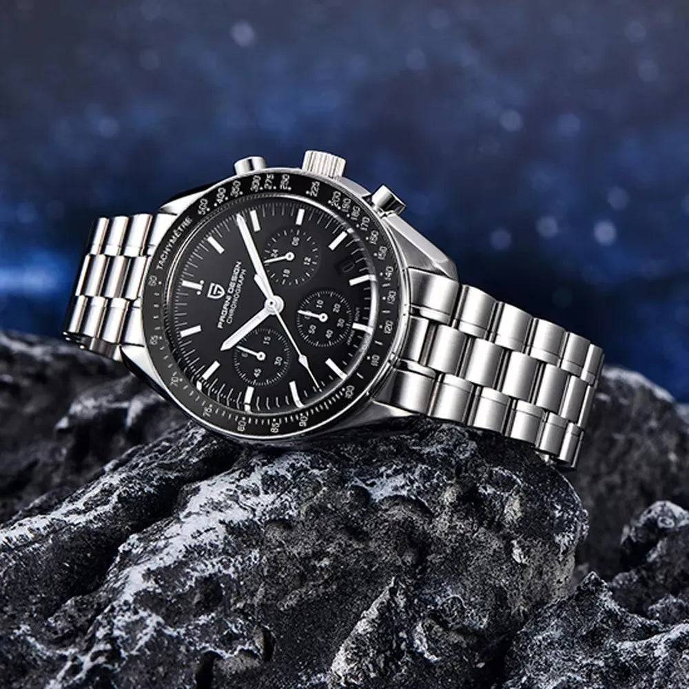 PAGANI DESIGN Moon watch – Luxury quartz chronograph for men, sporty style, sapphire crystal with anti-reflective coating, luminescent display