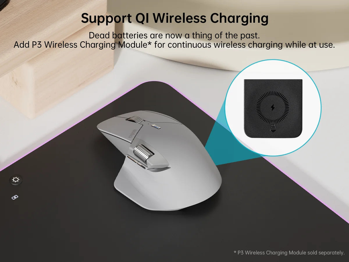 Mysz bezprzewodowa Rapoo MT760L/MT760M Multi-mode, akumulatorowa, ergonomiczna, 4000 DPI, obsługa do 4 urządzeń, mysz Bluetooth