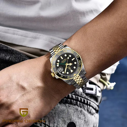 Pagani Design GMT mekanisk herreur – Luksusmodel med safirglas, rustfrit stålhus og keramisk ramme – Automatisk herreur, professionel stil