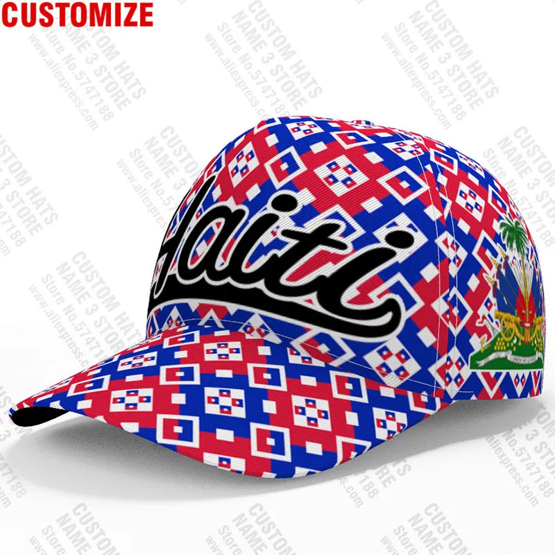 Haiti Free Custom College Name Number Team Logo Hat Hti Country Travel French Nation Haitian Republic Flag Baseball Cap