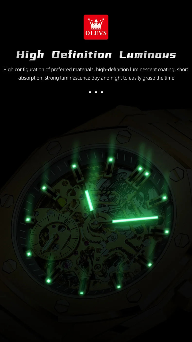 OLEVS 6669 Fully hollow men's watch luxury automatic mechanical watch men's 30M waterproof Man Wristwatches