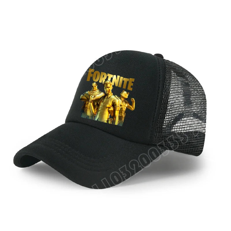 Boné de Basebol Fortnite com Estampa Cartoon do Jogo para Crianças, Boné de Verão em Malha Respirável, Boné Ajustável com Pala, Presente de Aniversário para Crianças
