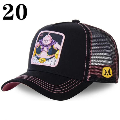 Casquette de baseball imprimée à l'effigie d'un personnage de l'anime Dragon Ball pour hommes et femmes – Casquette hip-hop – Casquette en maille pour camionneur – Protection solaire d'été pour les activités en plein air