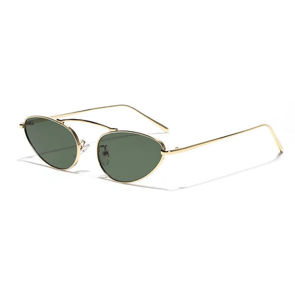 Luxury Brand Cat Eye Sunglasses Women 2025 Fashion Unique Small Oval Sun Glasses Trendy Metal Frame Cool Triangle Eyewear UV400