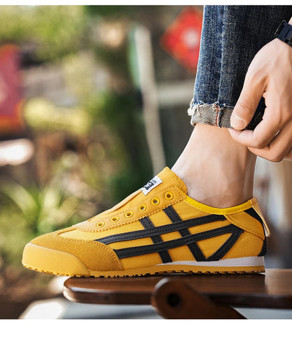 Men's Classic Running Shoes Lace Up Flat Bottom Sports Shoes Soft Sole Walking Gym Breathable Couple Casual Canvas Tennis Shoes