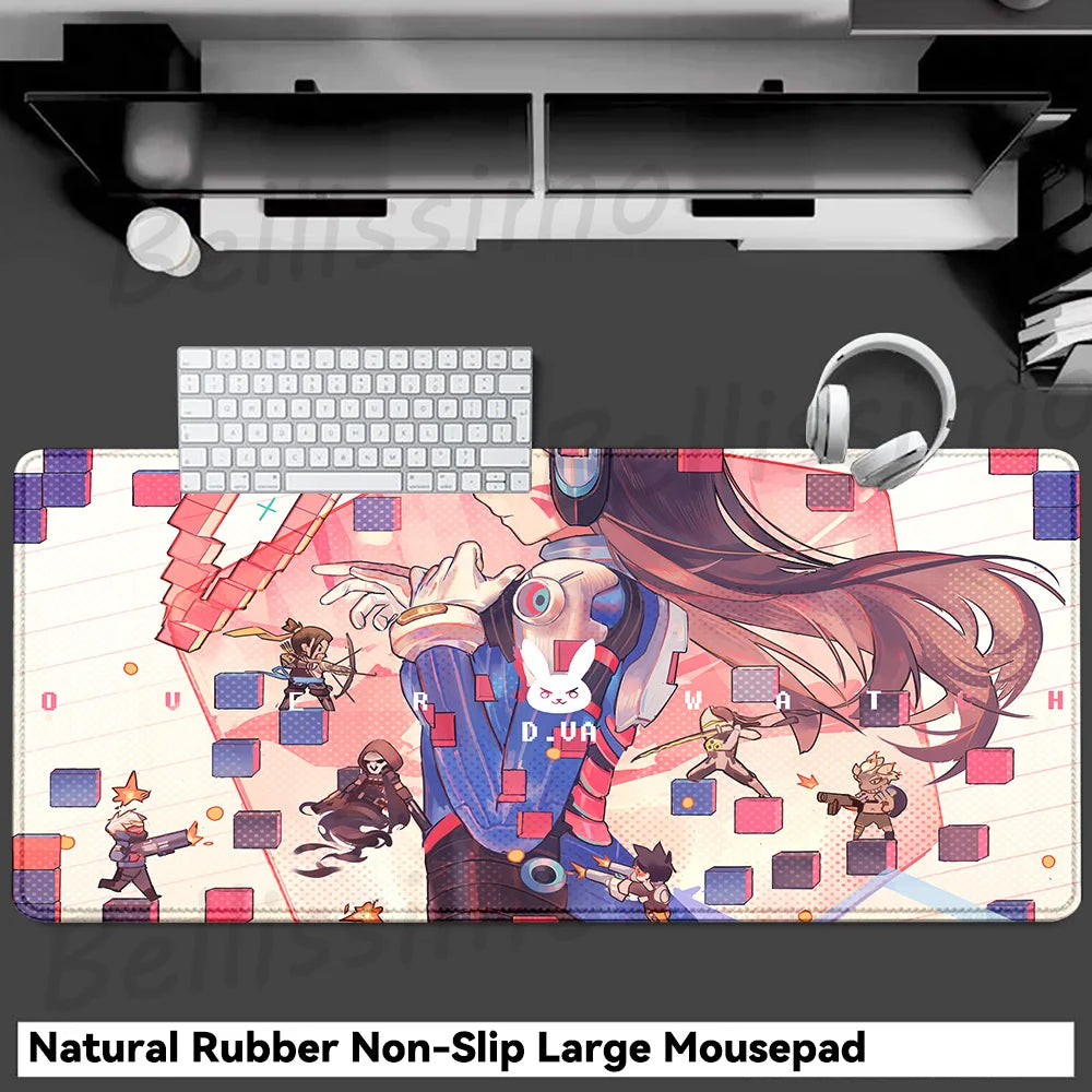 Gaming Accessories O-Overwatch D-D.va Mouse Pad Large Keyboard Mousepad Pc Cabinet Deskmat Xxl Extended Mats Gamer Mausepad