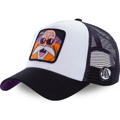 Dragon Ball Son Goku sapka, nyári utazós csúcsos sapka, férfi hímzett hip-hop stílusú napellenzős, állítható trucker hálós sapka