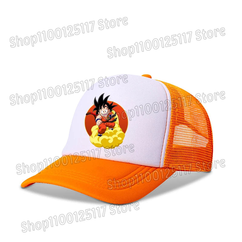 Dragon Ball baseball sapka, anime-nyomtatott sapkák, lélegző, csúcsos sapka, rajzfilm, Goku, nyári sport, snapback, hálós napellenzős sapka, gyermekajándék