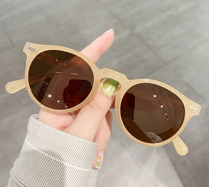 Peekaboo polarized sunglasses for men korean fashion driving round sun glasses for women uv400 green brown summer accessories