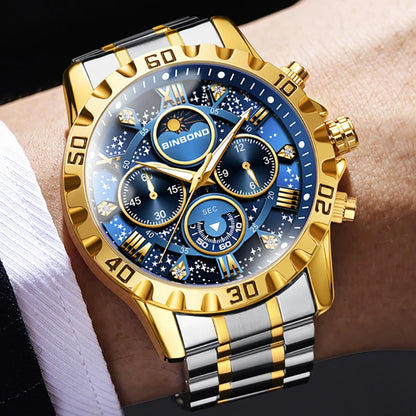Chronograph Luxury Brand Stylish Men Luminous Wrist Watches For Male Clock Stainless Steel Band Men Business Quartz Watches