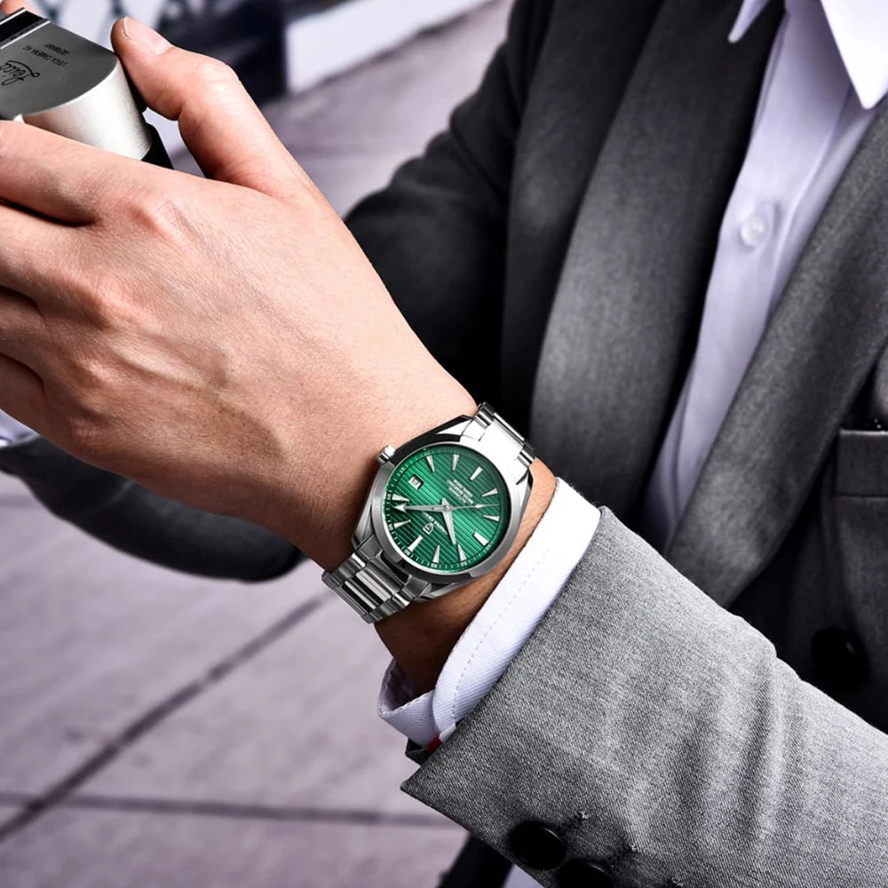 Reloj de lujo para hombre PAGANI DESIGN – Modelo automático mecánico (calibre 8215), de acero inoxidable, hermético, con indicador de fecha y agujas luminiscentes