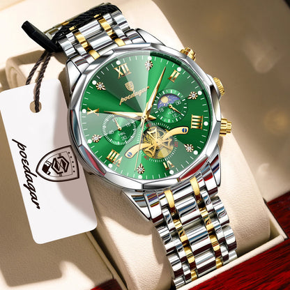 POEDAGAR Luxury Fashion Men Clock Waterproof Luminous Chronograph Male Watch Stainless Steel Quartz Business Men's Watches Reloj