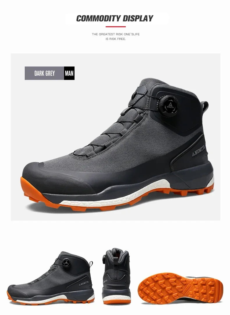 HUMTTO Leather Shoes for Men Winter Camping Outdoor Men's Sports Shoes Breathable Trekking Boots Man Non-slip Hiking Sneakers