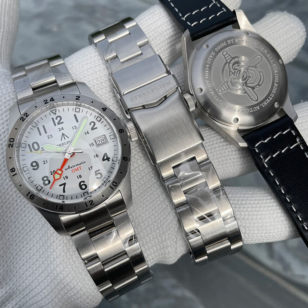 STEELFLIER Ufficiale SF792 GMT Orologio da polso meccanico Movimento NH34 Super BGW9 C3 Luminoso Impermeabile fino a 200 m Orologio da immersione di lusso da uomo