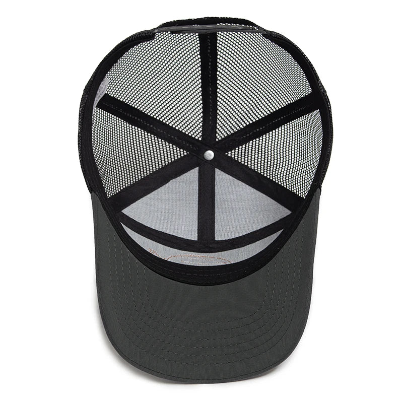 Shark Leather Label férfi baseball sapka, alkalmi, 7 panelos stílusú trucker sapka, divatos hiphop hálós sapka, nyári női napellenzős sapka, unisex